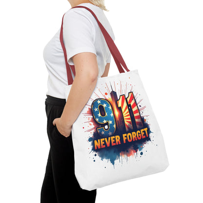 9/11 Never Forget Tote Bag — Patriotic Memorial Tribute Tote