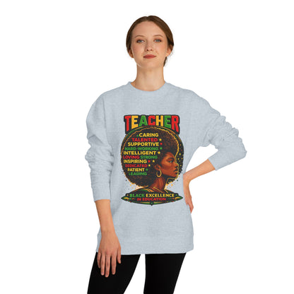 Teacher Afro Portrait Sweatshirt — Black Excellence Educator Crewneck
