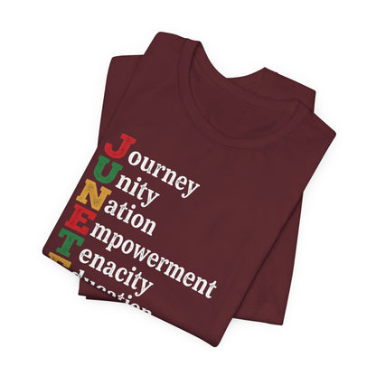 Juneteenth Acrostic T-Shirt — Juneteenth Journey Unity Nation Empowerment Tee