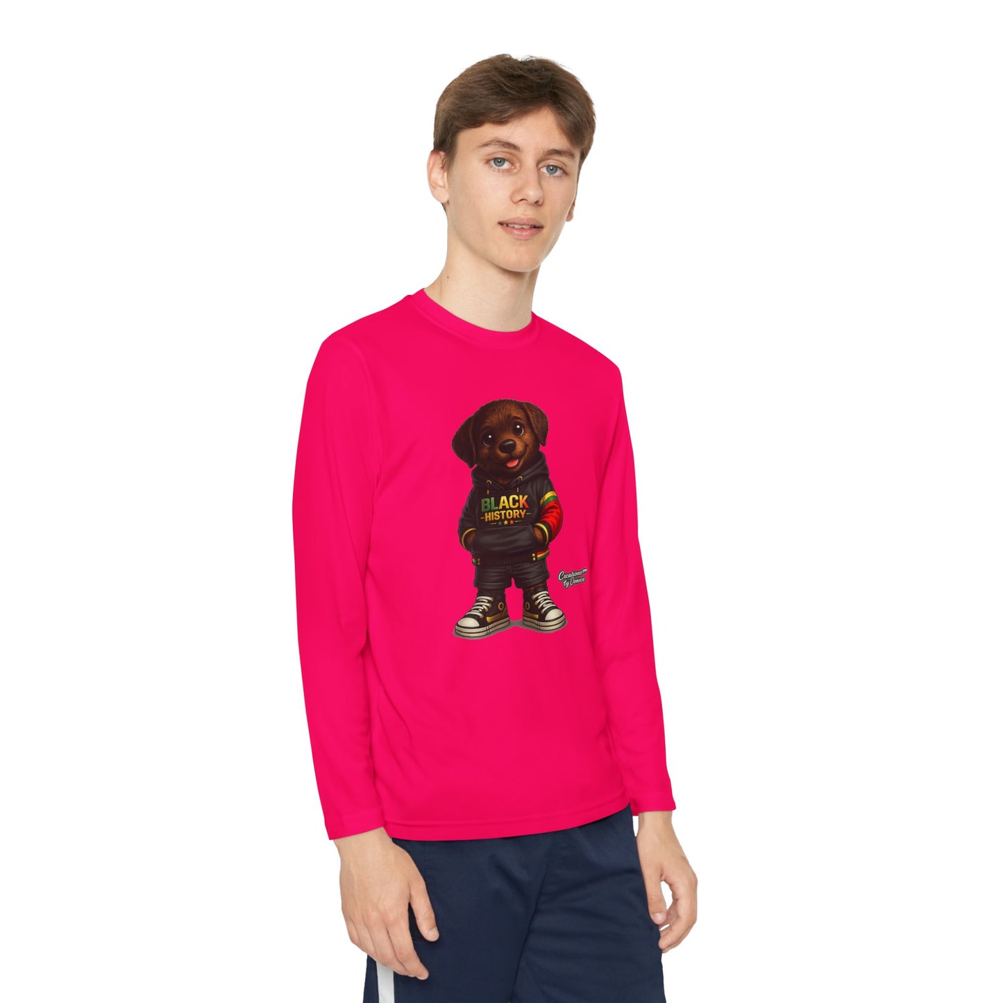 Kids Long Sleeve Tee — Rasta Teddy 'Black Excellence' Graphic