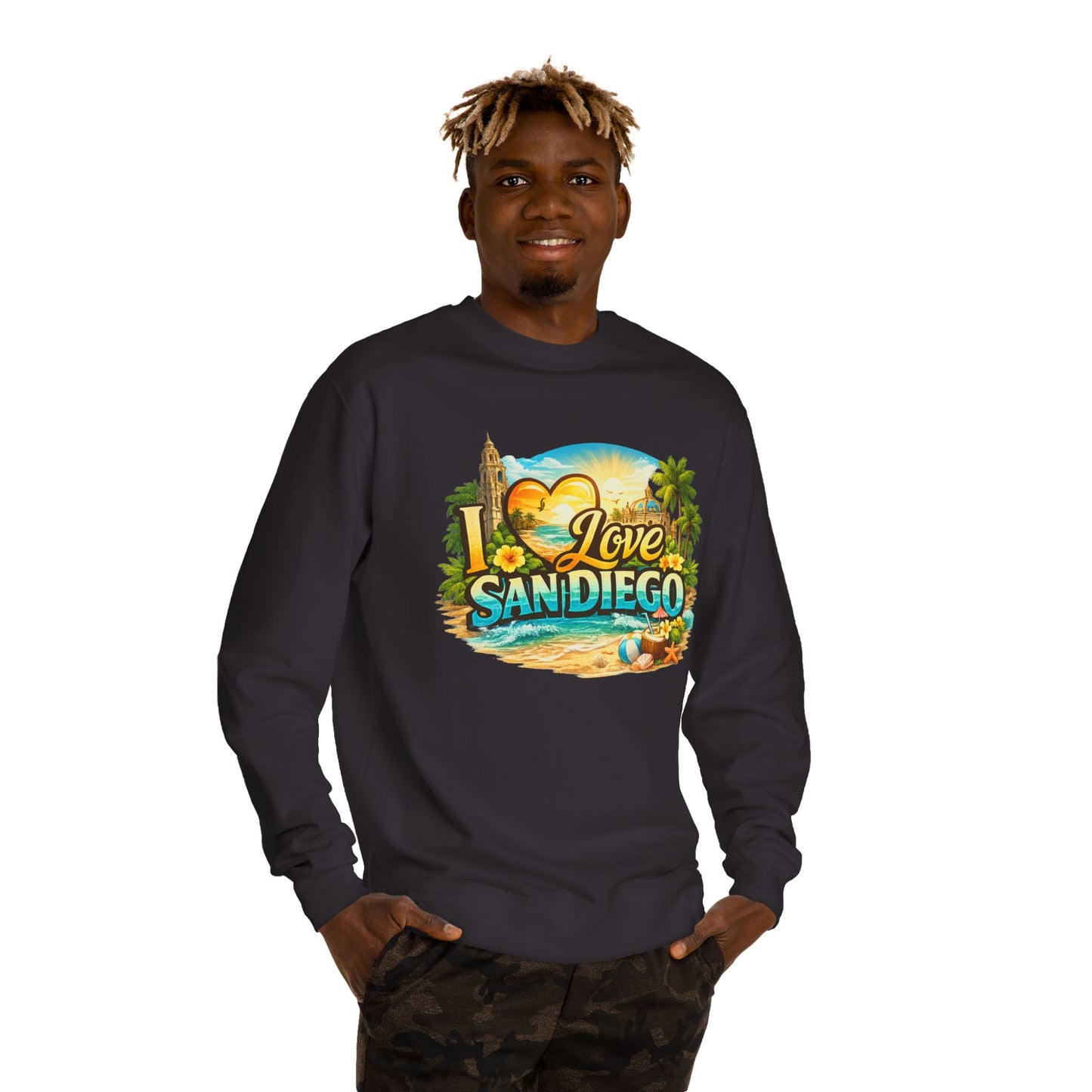 San Diego Sweatshirt — "I Love San Diego" Beach Graphic Crewneck