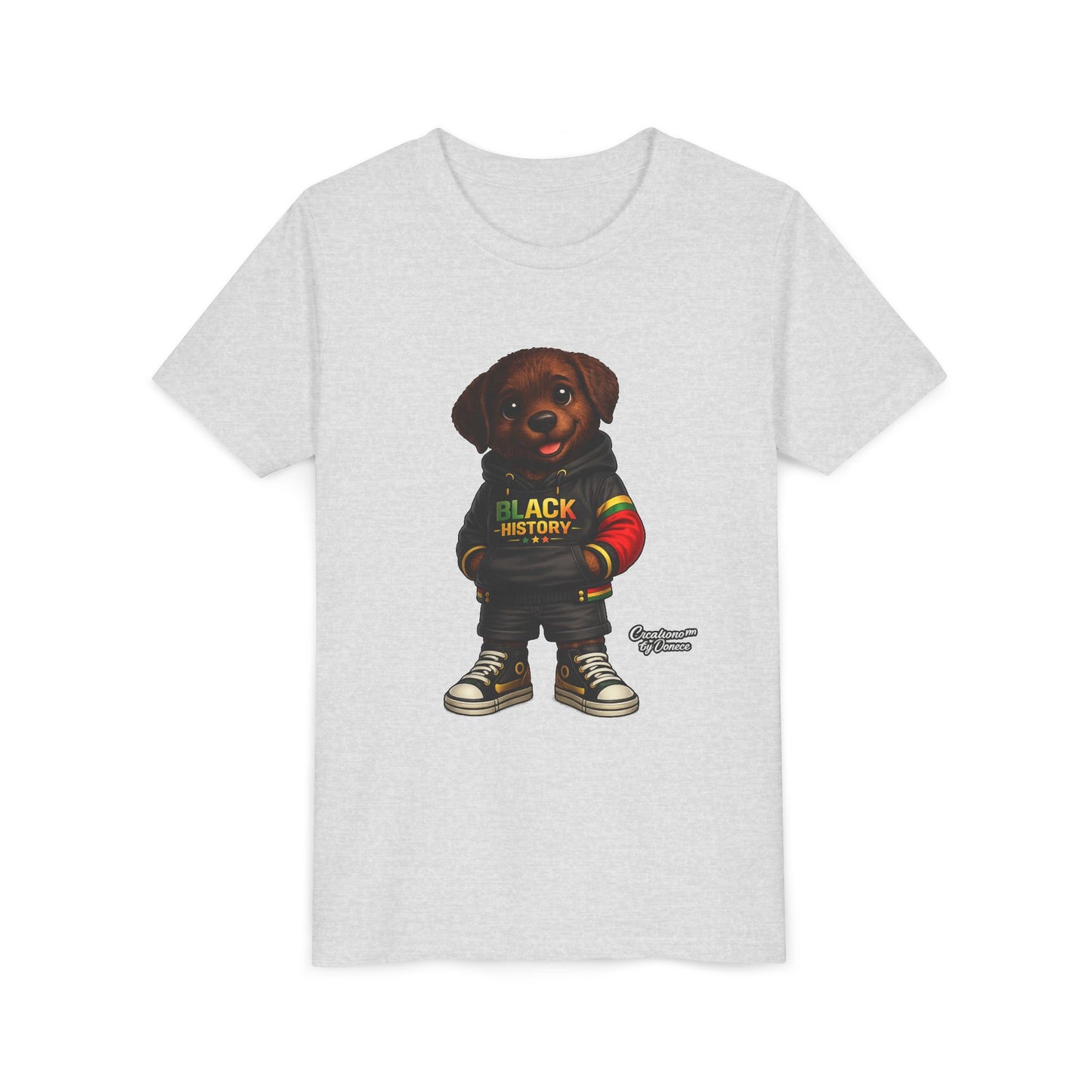 Youth Tee — Cute Puppy 'Black History' Graphic Shirt