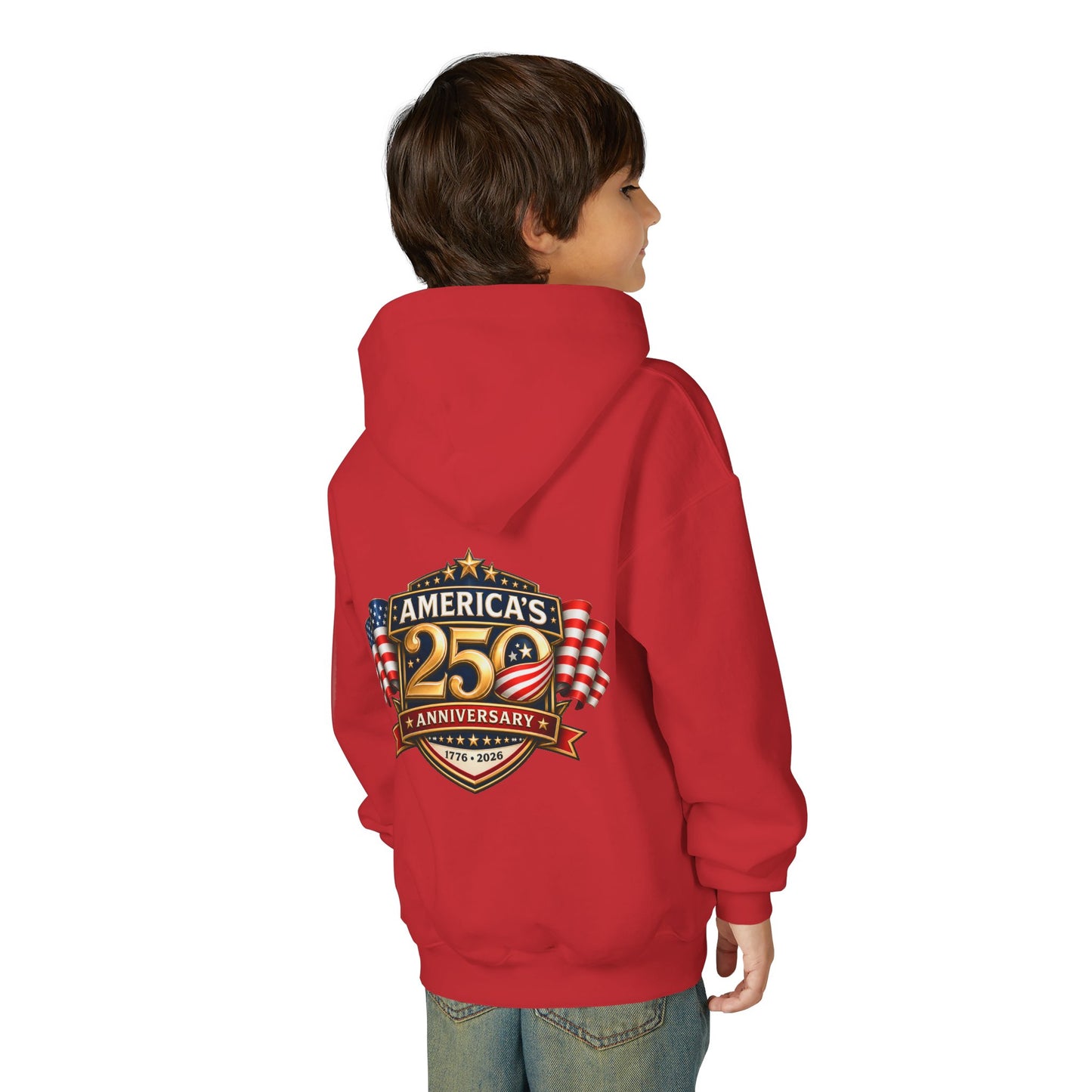 Youth Hoodie — "America's 250th Anniversary" Patriotic 1776-2026 Celebration Design