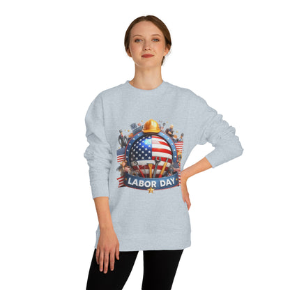 Labor Day Sweatshirt - American Flag Working Hands Design