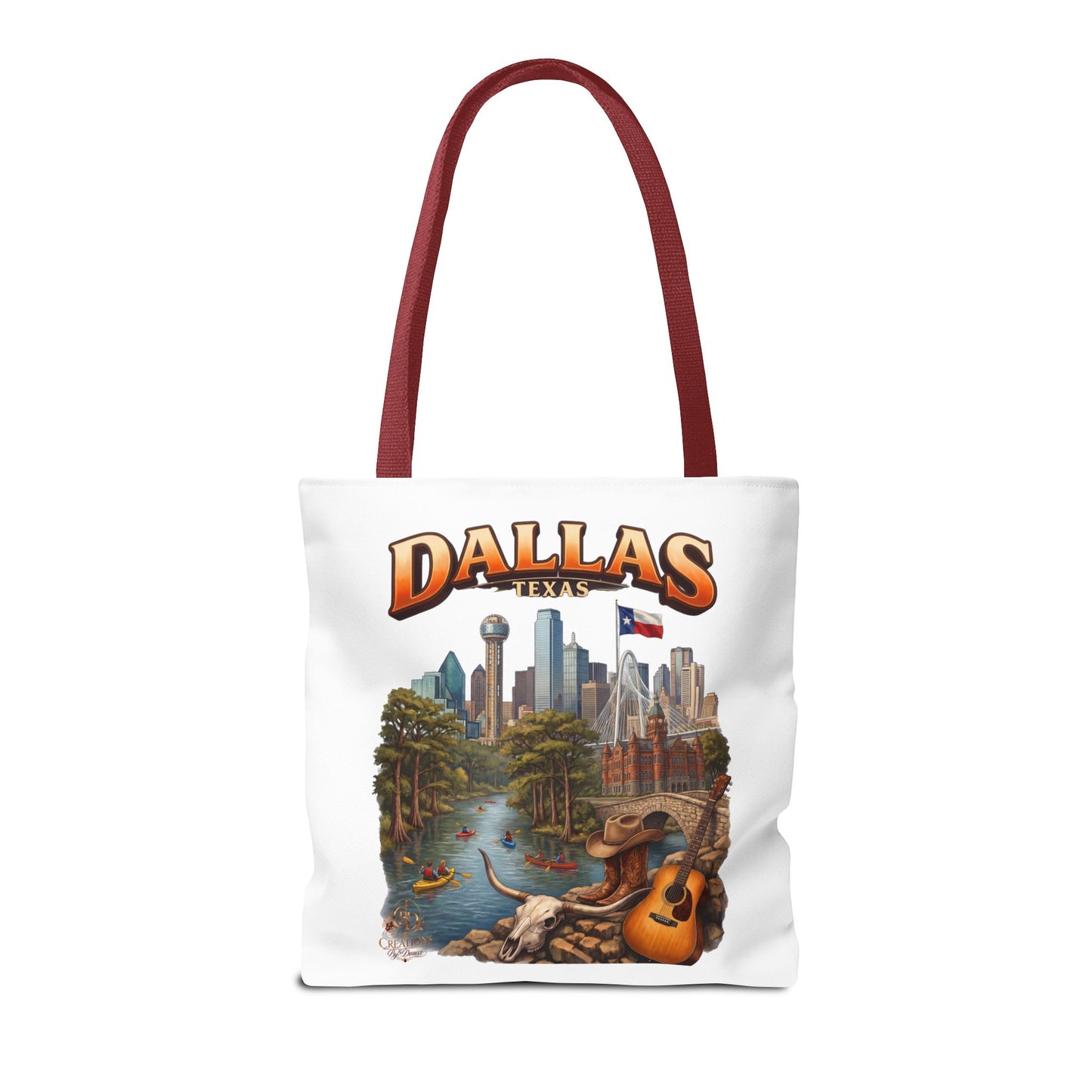 Dallas Texas Scenic Tote Bag – City Skyline & Guitar Souvenir Tote