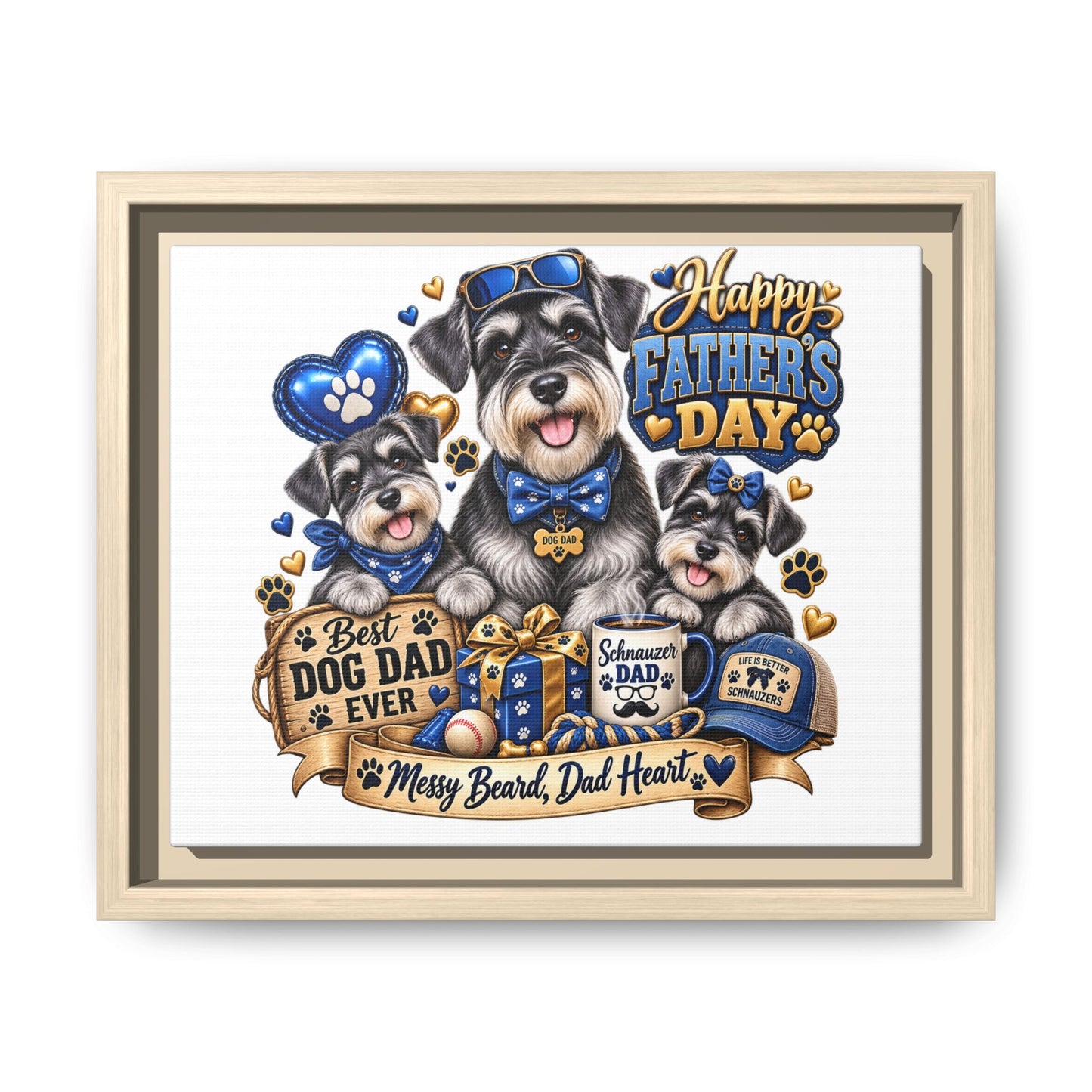 Happy Father's Day Schnauzer Canvas – Best Dog Dad Ever Framed Wall Art