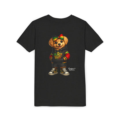 Youth Tee — Black History Queen Bear Graphic T-Shirt