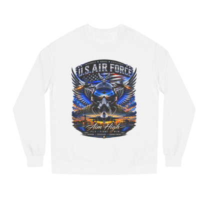 U.S. Air Force Crewneck Sweatshirt — "Aim High" Fighter Jet Graphic