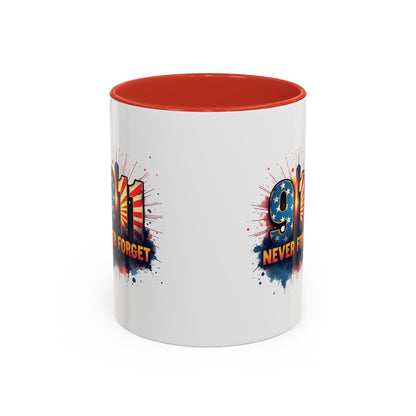 9/11 Never Forget Coffee Mug — Patriotic Memorial Accent Mug