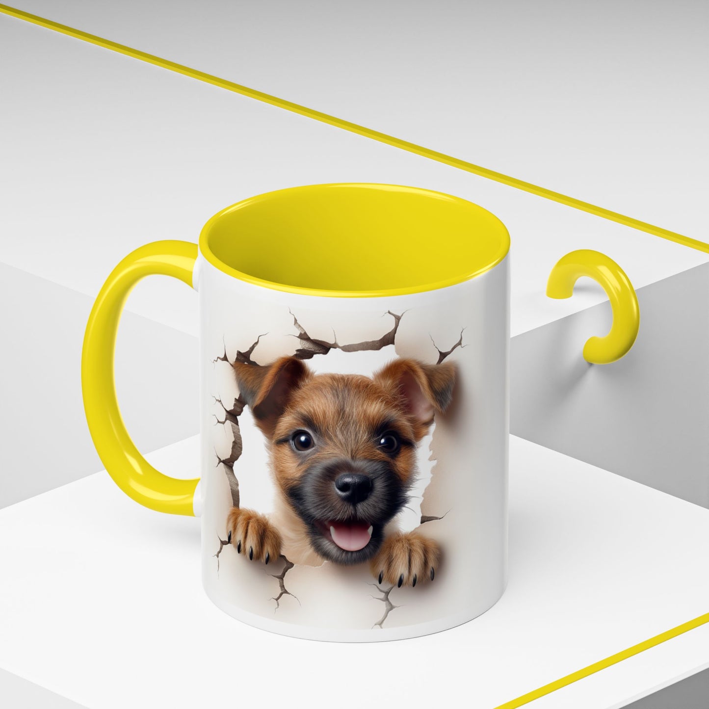 Puppy Peeking Accent Coffee Mug – Cute Dog Lover 11/15oz