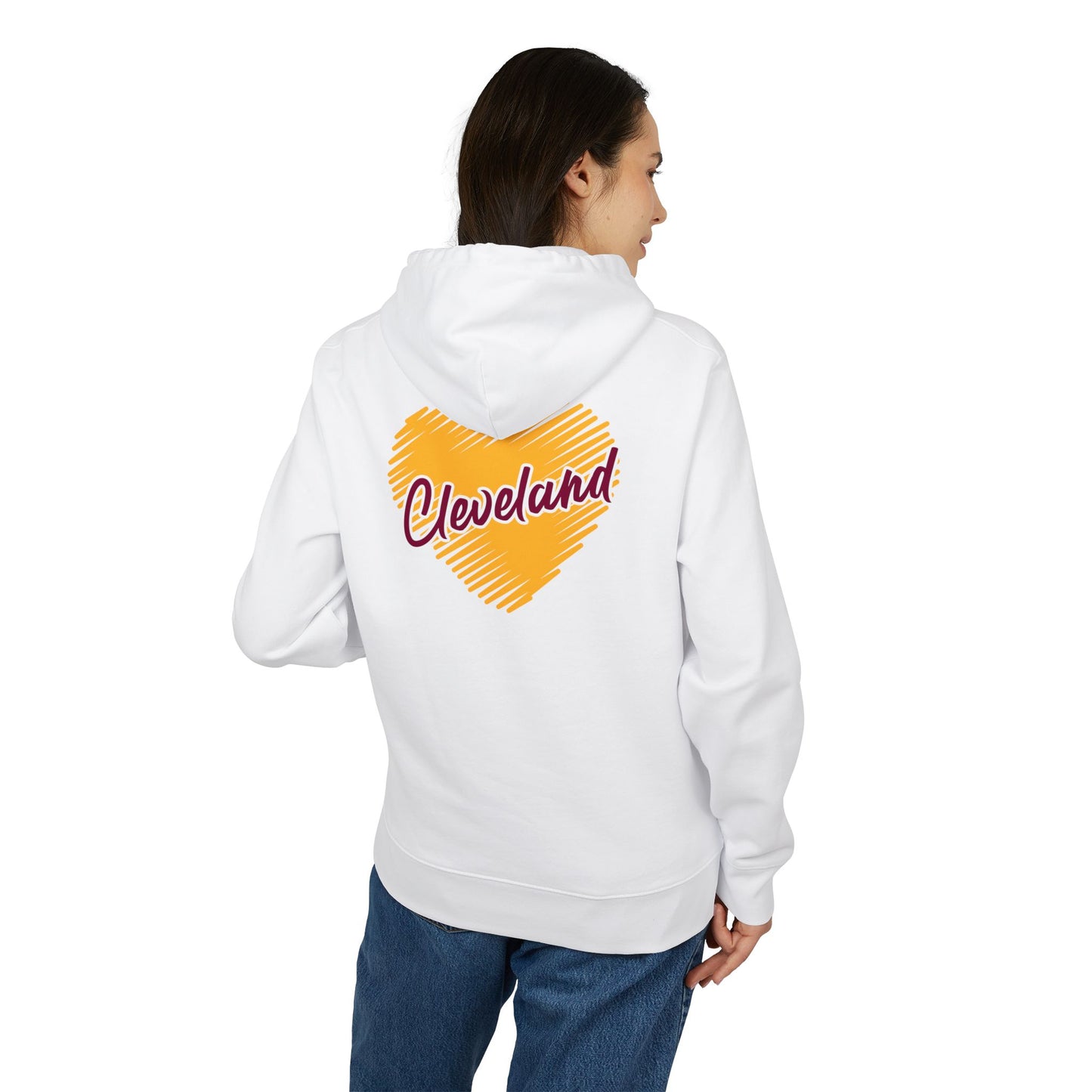 Cleveland Heart Hoodie — Yellow Script City Love Pullover