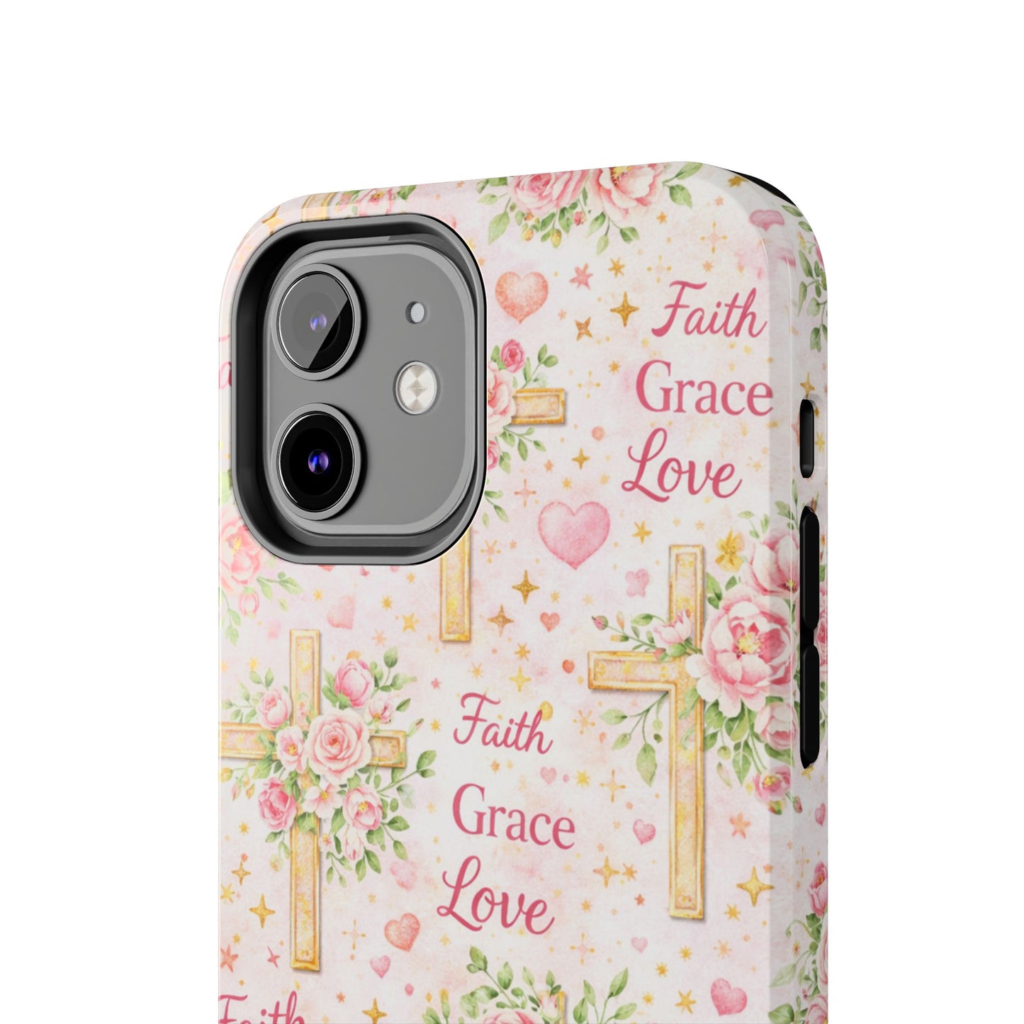 Faith Grace Love Cross Phone Case | Christian Floral iPhone Case