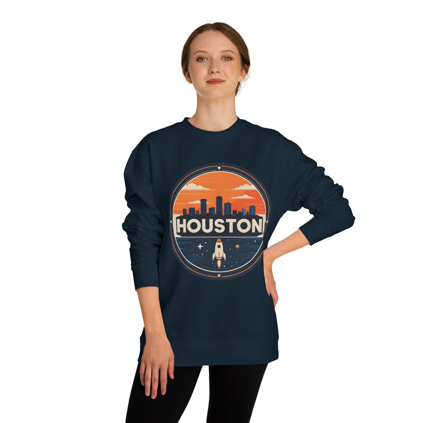 Houston Rocket Patch Sweatshirt — Retro Space City Crewneck
