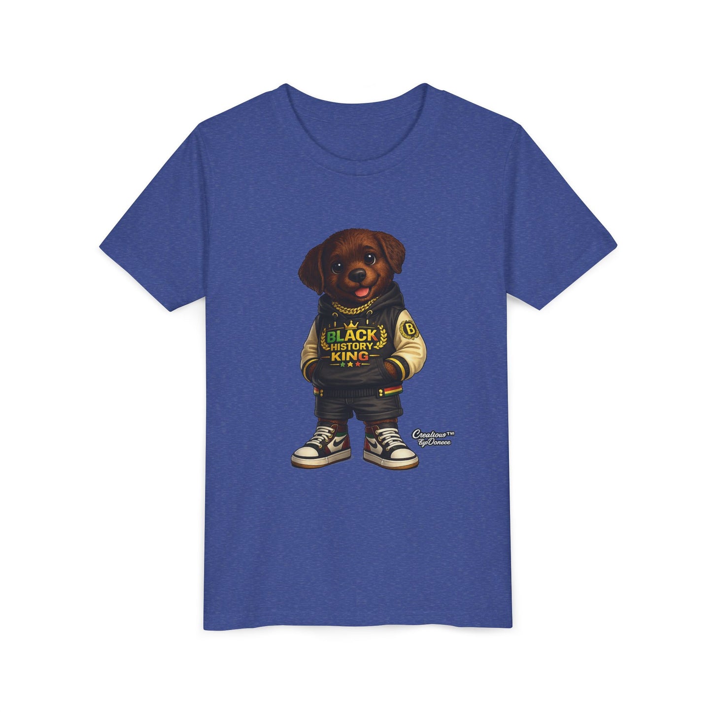 Youth Tee — 'Black History King' Puppy Graphic Shirt