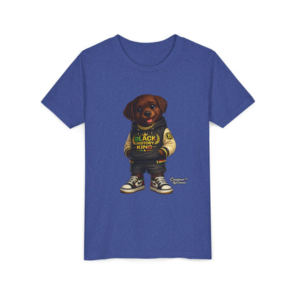 Youth Tee — 'Black History King' Puppy Graphic Shirt