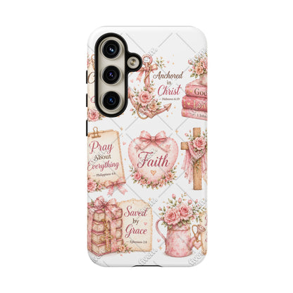 Faith Floral Phone Case – Christian Inspirational Scripture iPhone Cover (Choose Joy, Pray, Faith)