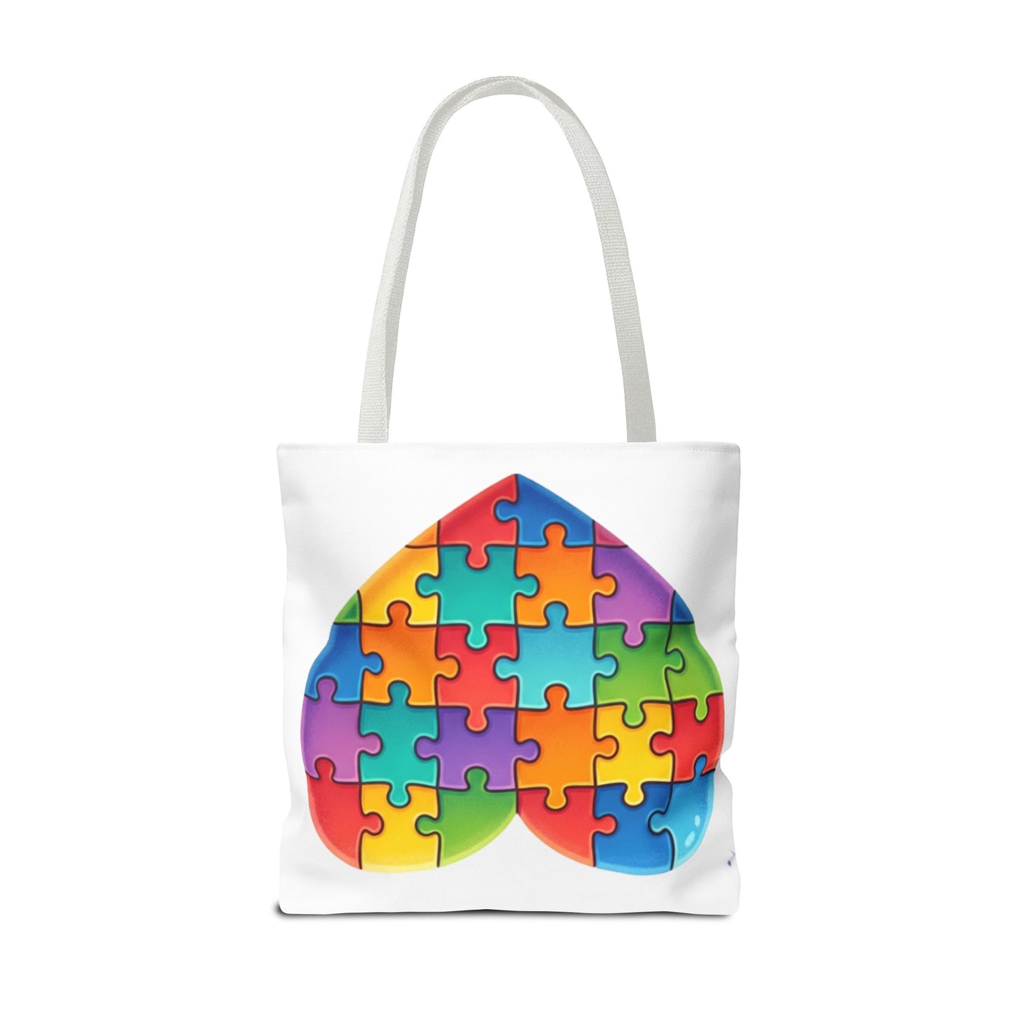 Autism Puzzle Heart Tote Bag - Colorful Awareness Canvas Tote