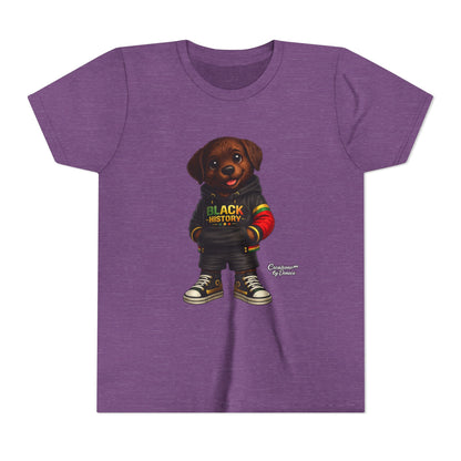 Youth Tee — Cute Puppy 'Black History' Graphic Shirt