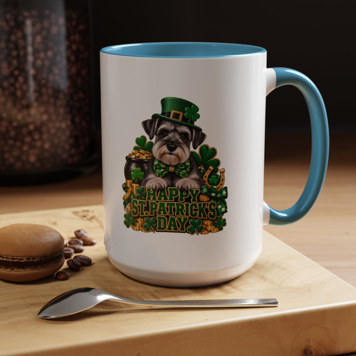 St. Patrick's Day Schnauzer Coffee Mug – Happy St. Patrick's Day Accent Mug