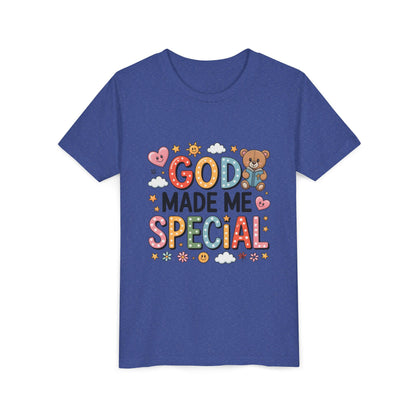 Youth Tee — "God Made Me Special" Cute Christian Kids T-Shirt