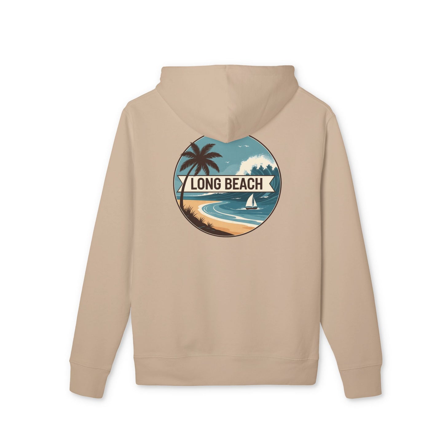 Long Beach Vintage Beach Hoodie — Retro Palm Tree Surf Pullover