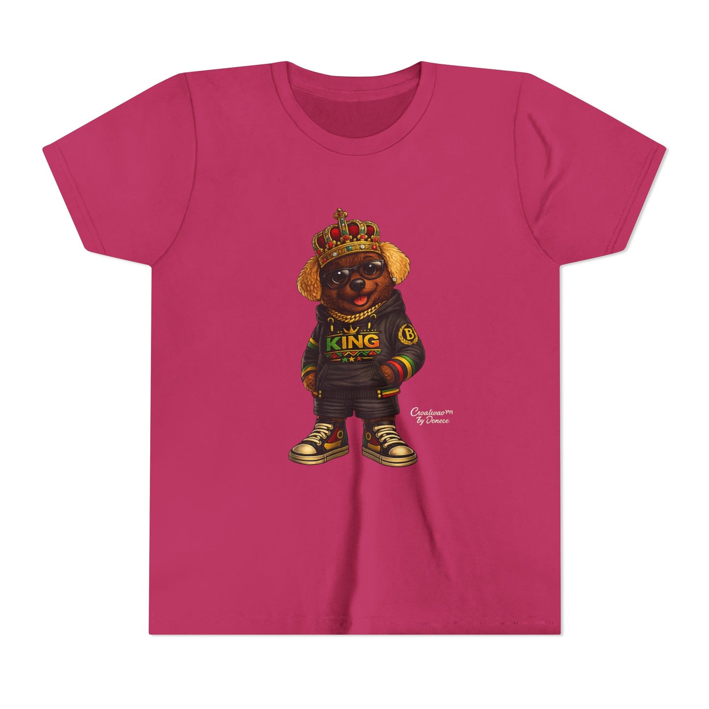 Youth Tee — 'Lil King' Crowned Bear Graphic Shirt