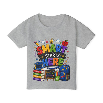 Toddler T-Shirt - "Smart Starts Here" Back-to-School Schoolhouse Design