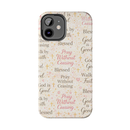 Pray Without Ceasing Phone Case | Christian floral iPhone Case