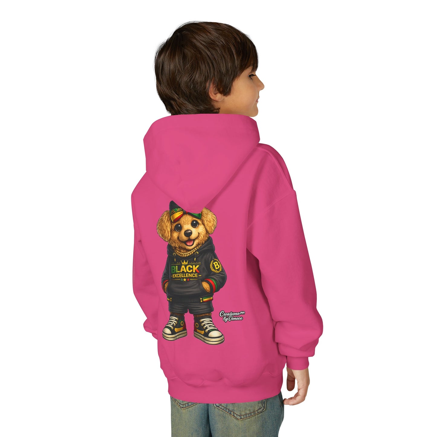 Youth Hoodie — Black Excellence Bear Graphic Sweatshirt (Kids)