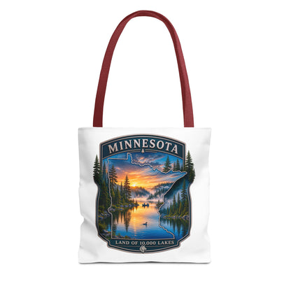 Minnesota Scenic Tote Bag — 'Land of 10,000 Lakes' Sunset Lake Design