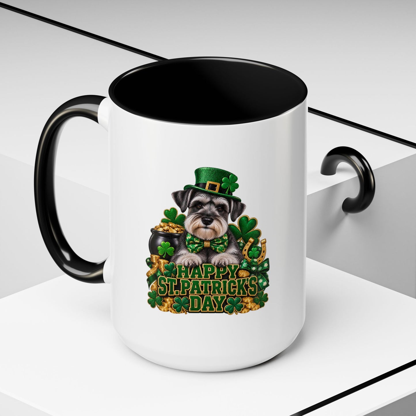 St. Patrick's Day Schnauzer Coffee Mug – Happy St. Patrick's Day Accent Mug