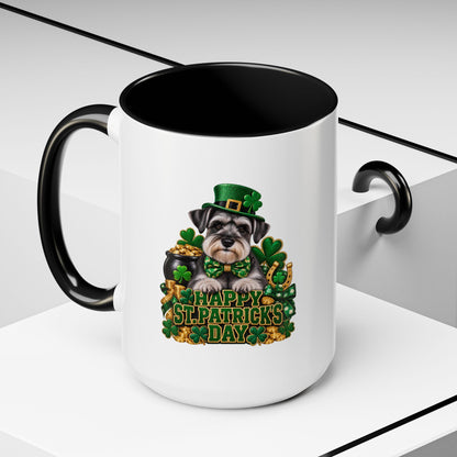St. Patrick's Day Schnauzer Coffee Mug – Happy St. Patrick's Day Accent Mug