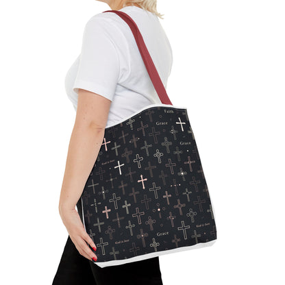 Cross Pattern Tote Bag — Faith & Grace Religious All-Over Print Tote