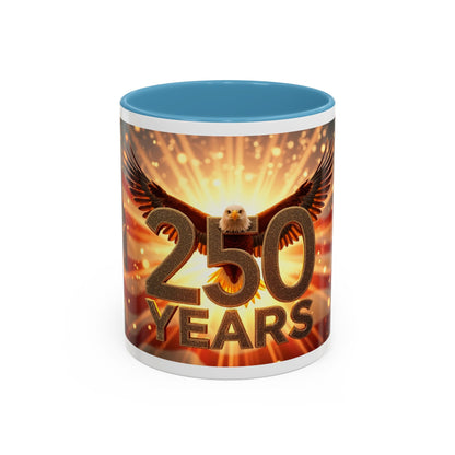 250 Years Commemorative Coffee Mug — Patriotic Eagle & American Flag Accent (11/15oz)