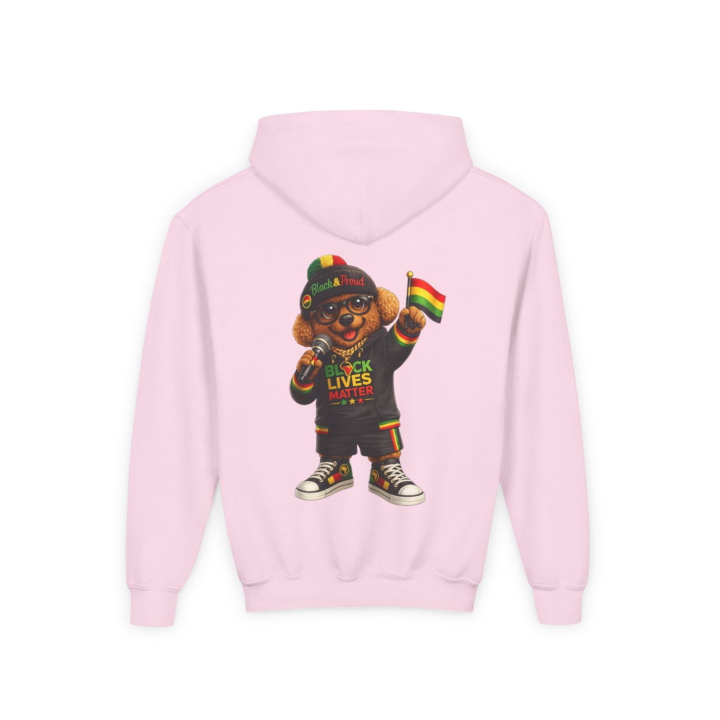 Youth Hoodie — Black Lives Matter Rasta Bear Kids Pullover