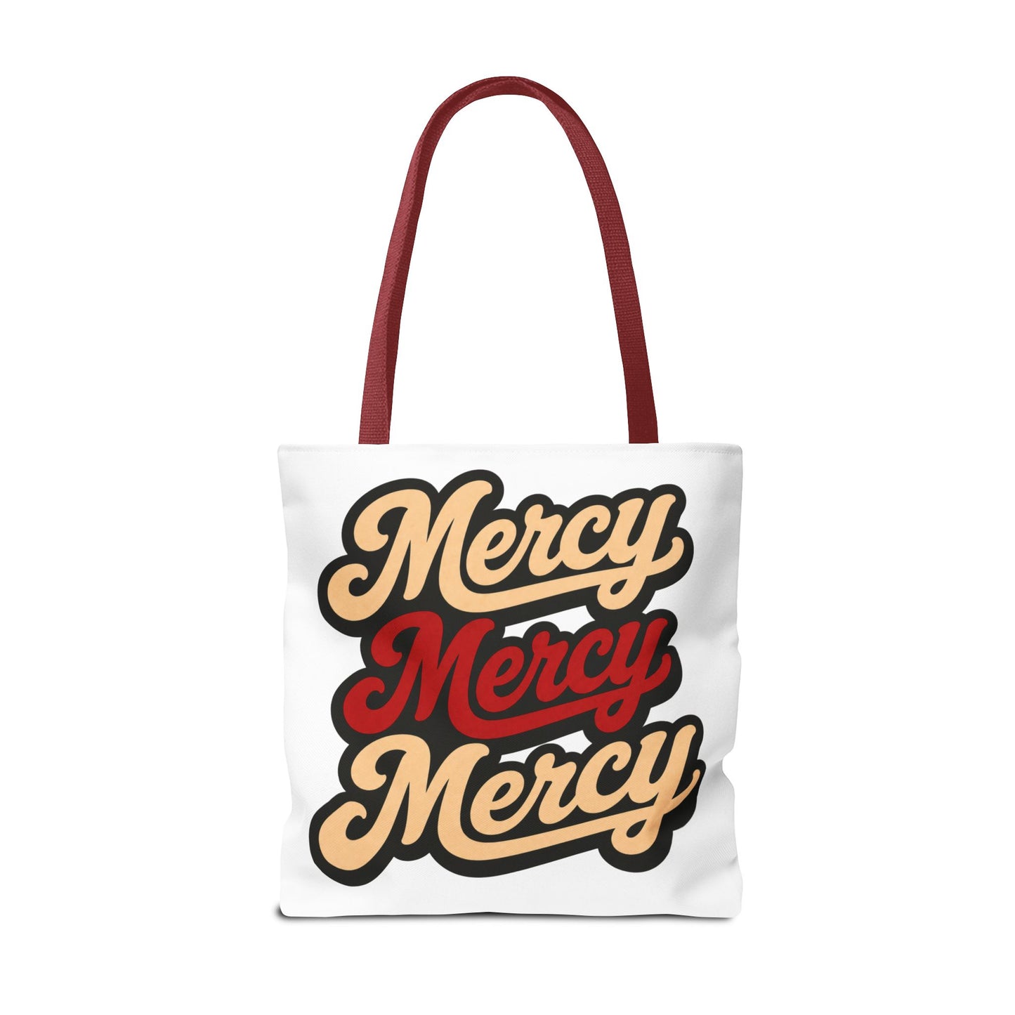 Mercy Mercy Mercy Retro Script Tote Bag — Vintage Typography Canvas Tote