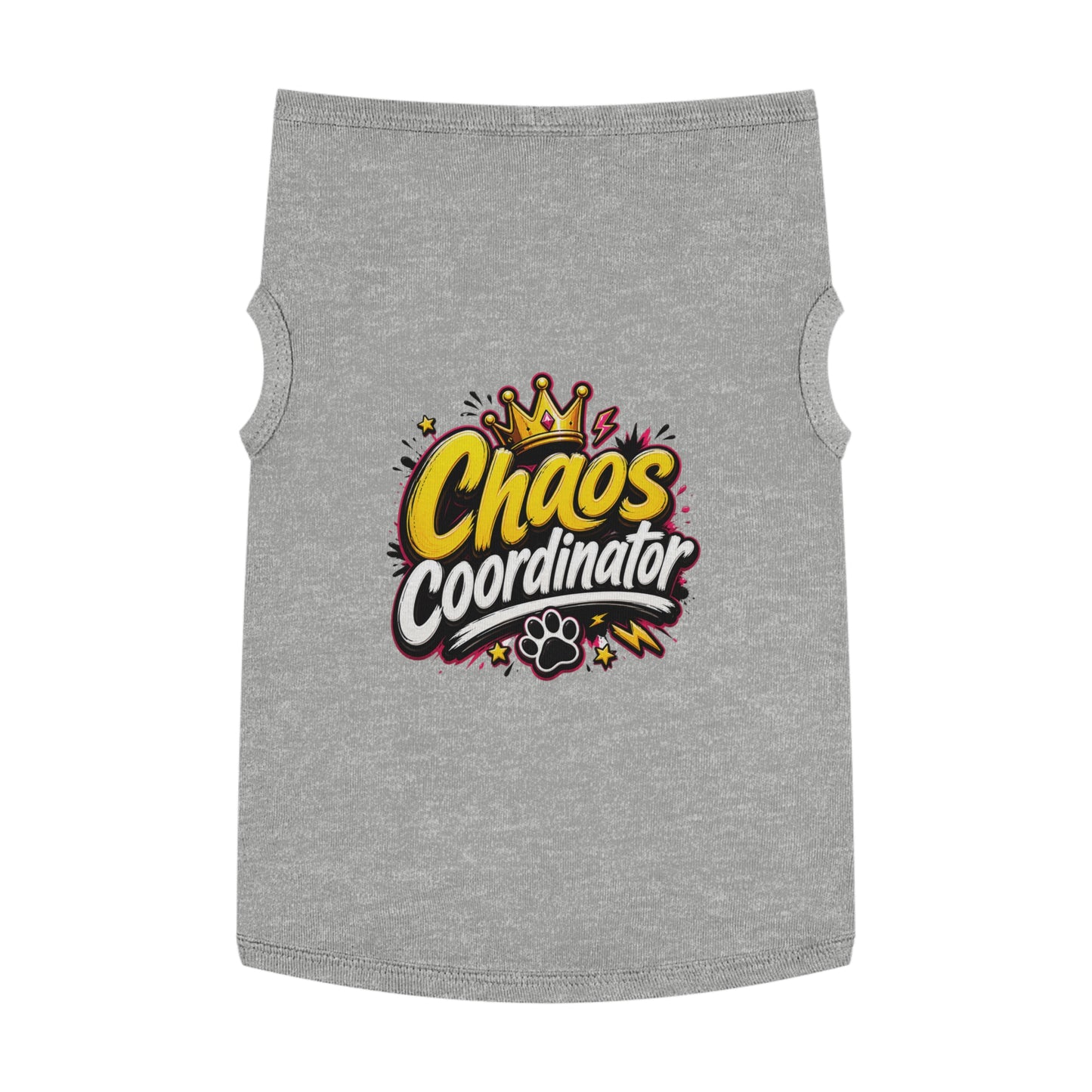 Chaos Coordinator Pet Tank Top — Cute Crown Paw Graphic Dog & Cat Tee