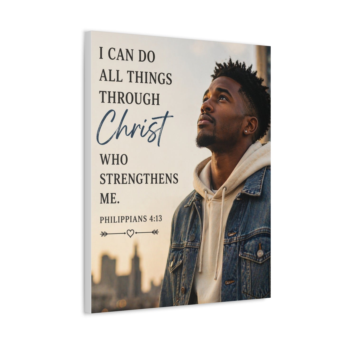 Philippians 4:13 Stretched Canvas – 'I Can Do All Things Through Christ' Inspirational Wall Art