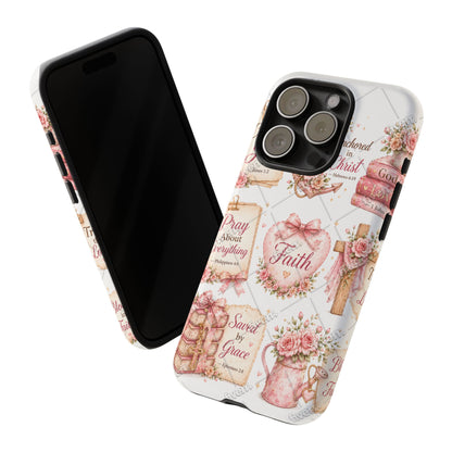 Faith Floral Phone Case – Christian Inspirational Scripture iPhone Cover (Choose Joy, Pray, Faith)