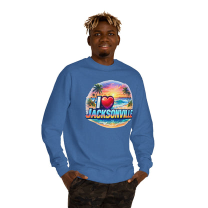 I Love Jacksonville Sweatshirt — Vintage Sunset Beach Crewneck