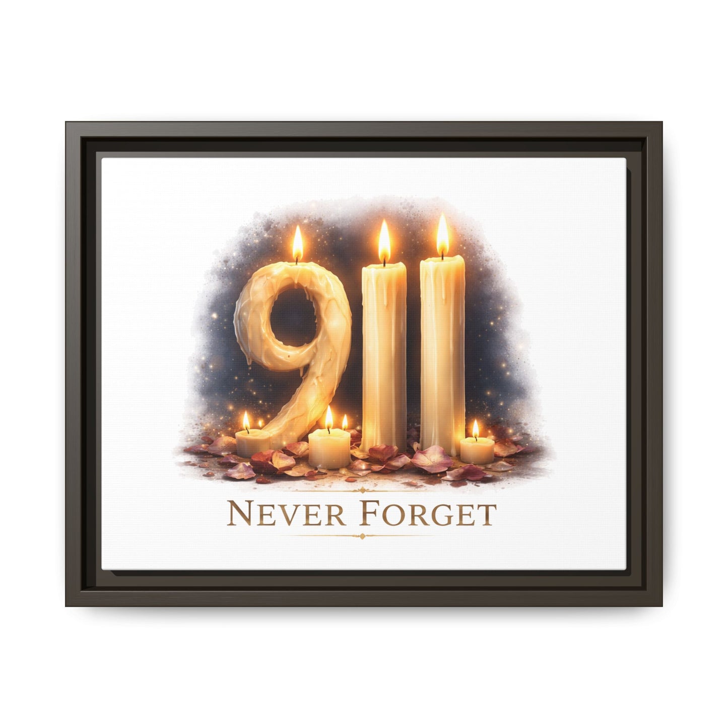 9/11 Never Forget Framed Canvas Print