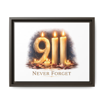 9/11 Never Forget Framed Canvas Print