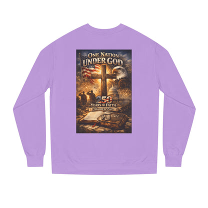 Patriotic Christian Sweatshirt — "One Nation Under God" 25 Years of Faith Crewneck