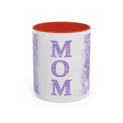 Mom Glitter Accent Coffee Mug – Purple Sparkle Mother's Day Gift (11/15oz)