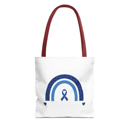 Blue Awareness Ribbon Rainbow Tote Bag – Support & Hope Everyday Tote