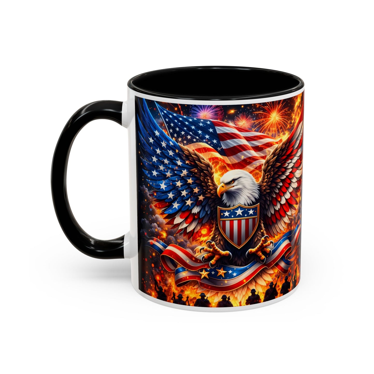 Patriotic Eagle Coffee Mug — American Flag Bald Eagle Accent Mug (11/15oz)