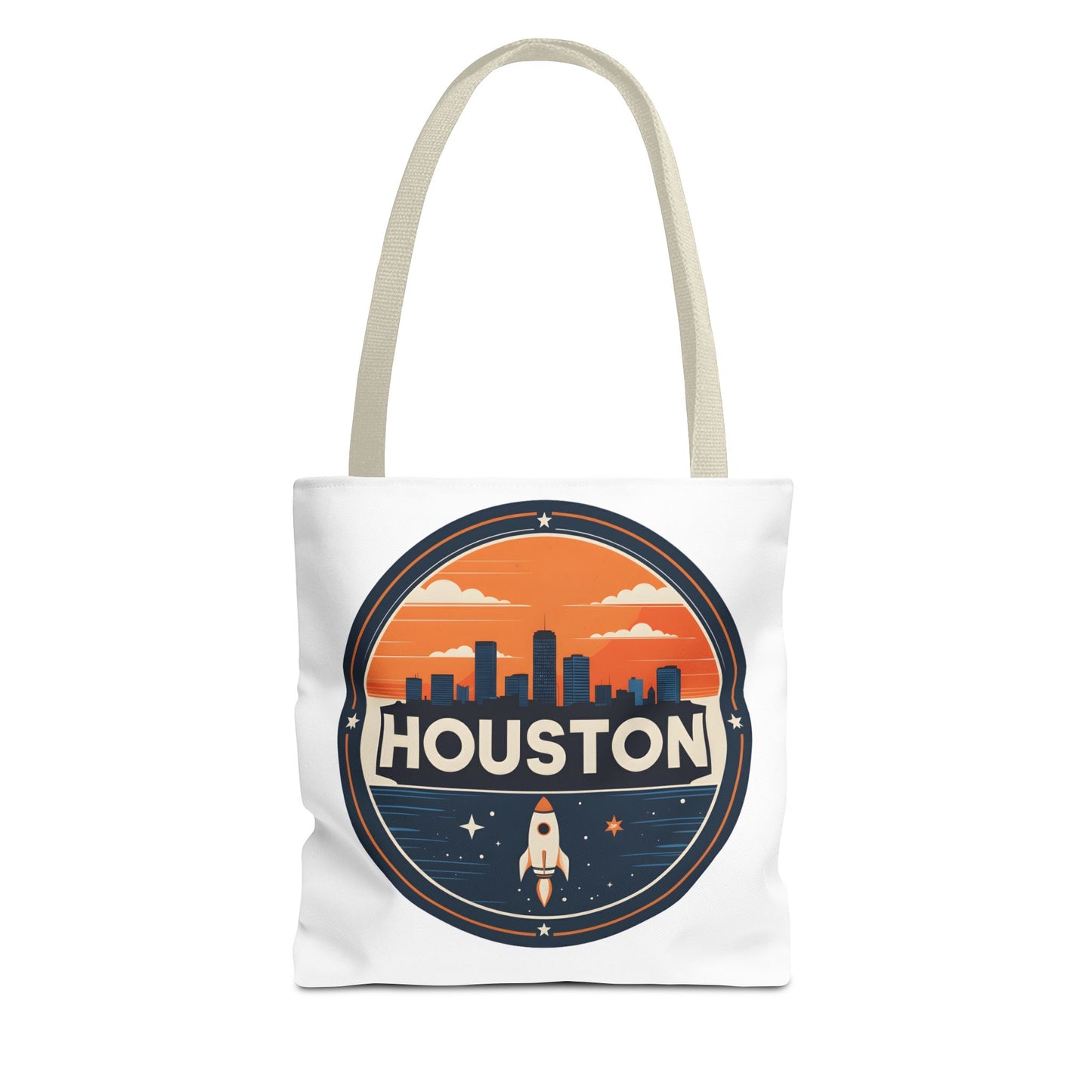 Houston Skyline Rocket Tote Bag – Retro Space City Canvas Tote