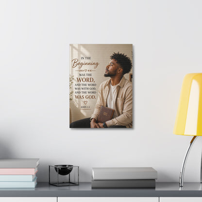 Stretched Canvas - John 1:1 Scripture Wall Art (In the Beginning)