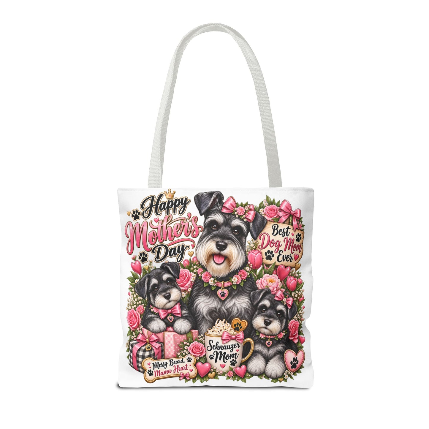 Happy Mother's Day Schnauzer Tote Bag — Best Dog Mom Ever Floral Gift