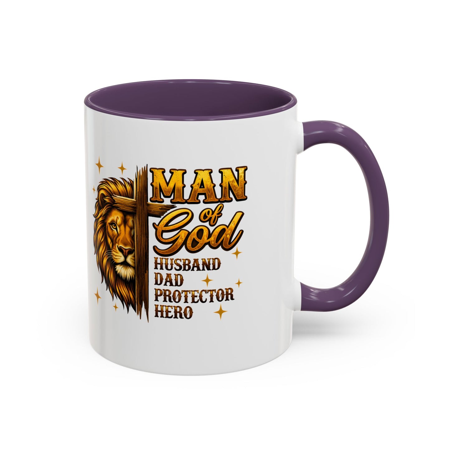 Man of God Lion Coffee Mug — 'Man of God' Religious Gift for Husband, Dad, Protector